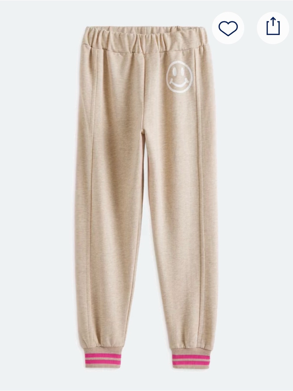 Design History Beige Joggers with Pink Stripe Cuffs